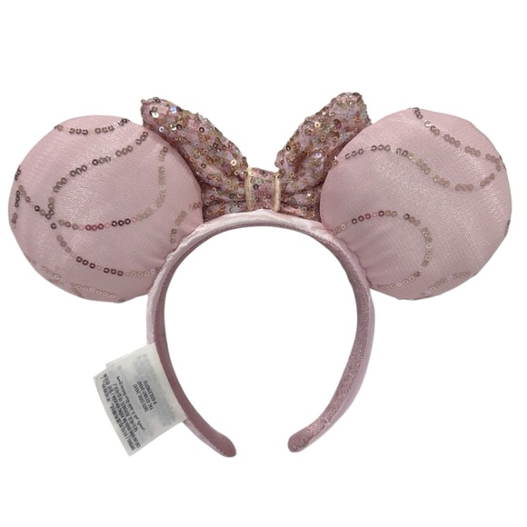 Disney Parks Minnie Mouse All Pink Sparkly Sequins BEST DAY EVER Headband Ears - Picture 2 of 12